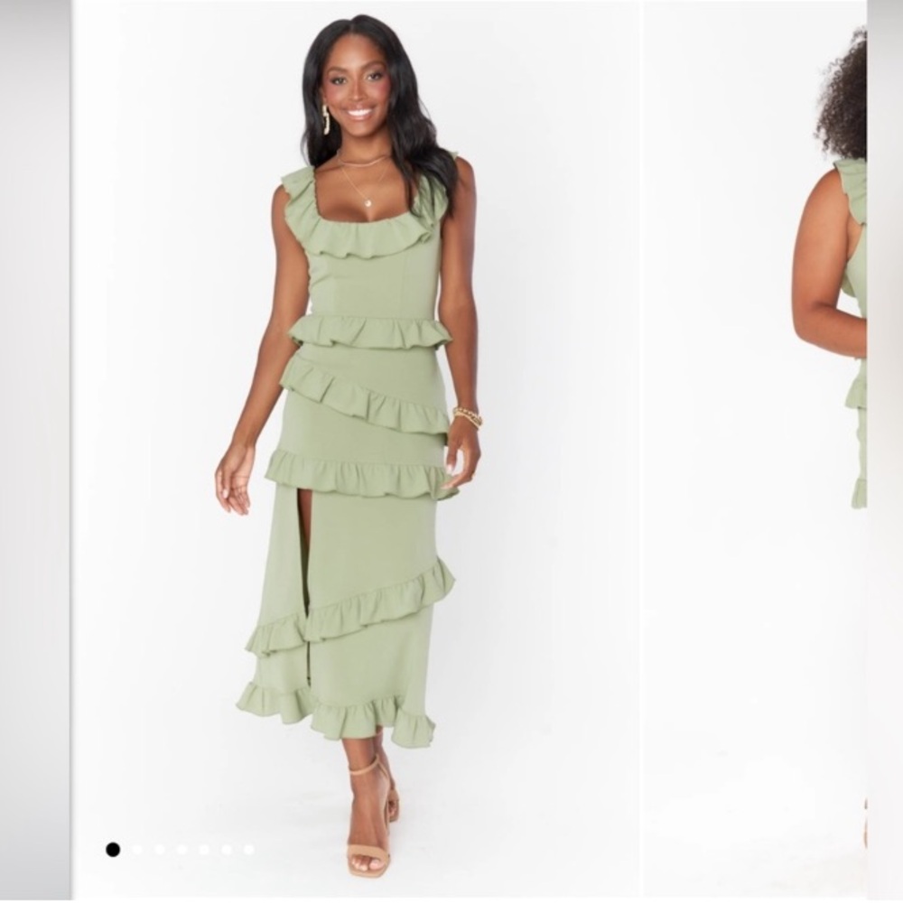 Show Me Your MuMu Green Ruffle Maxi Dress